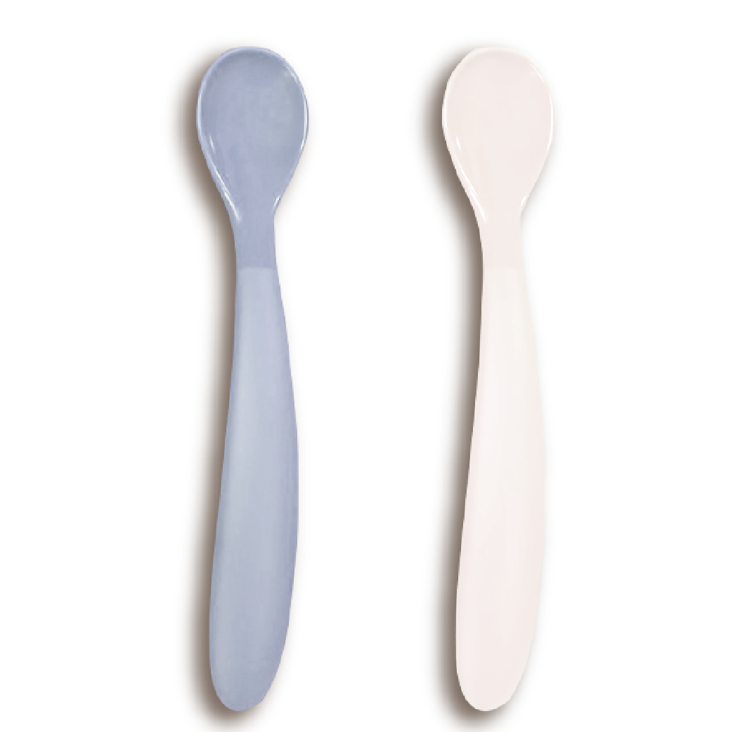 Silikonlöffel blau-grau und weiß (Doppelpack)